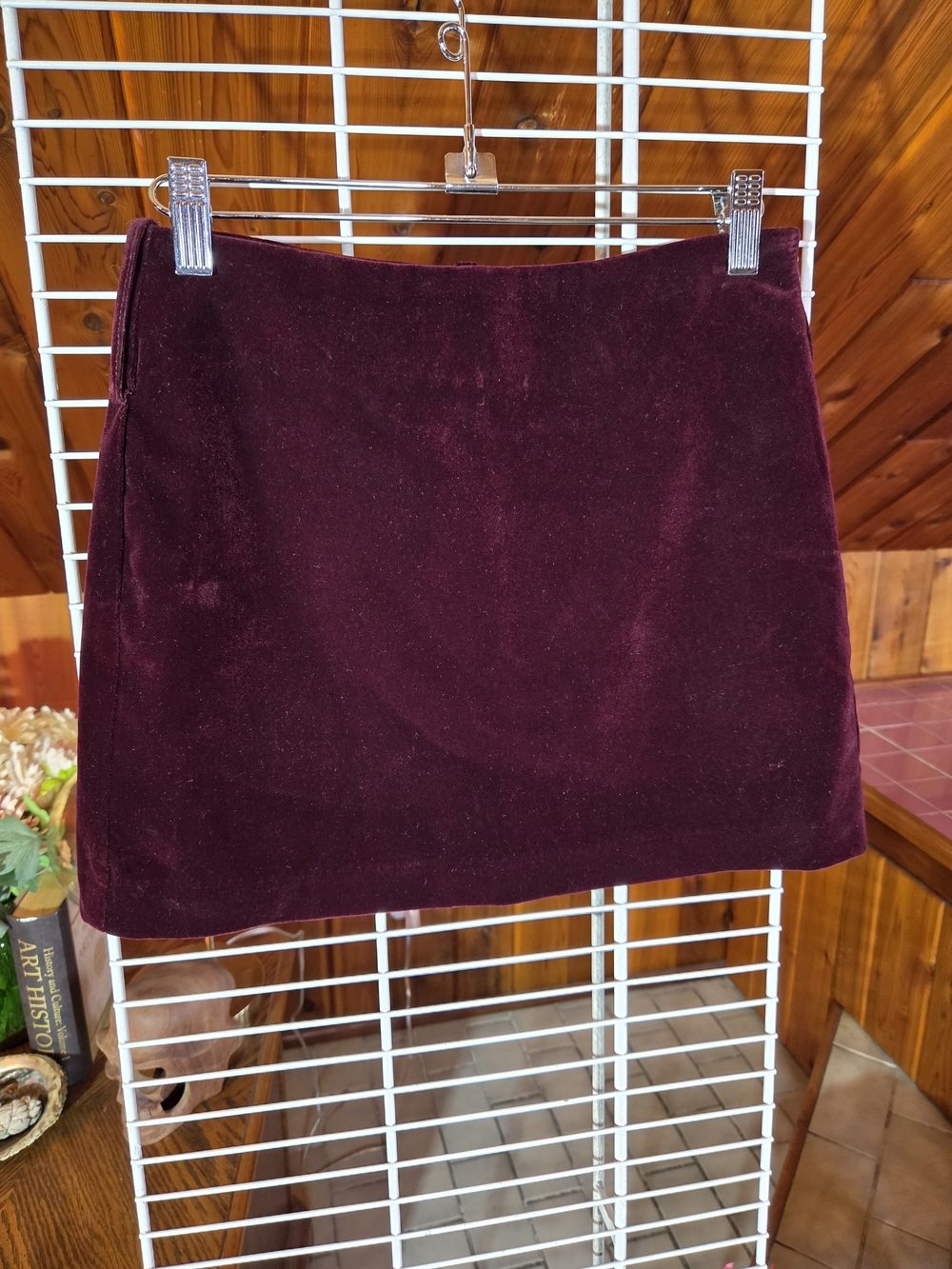 NWT Commense Velvet Mini Skirt in Deep Burgundy